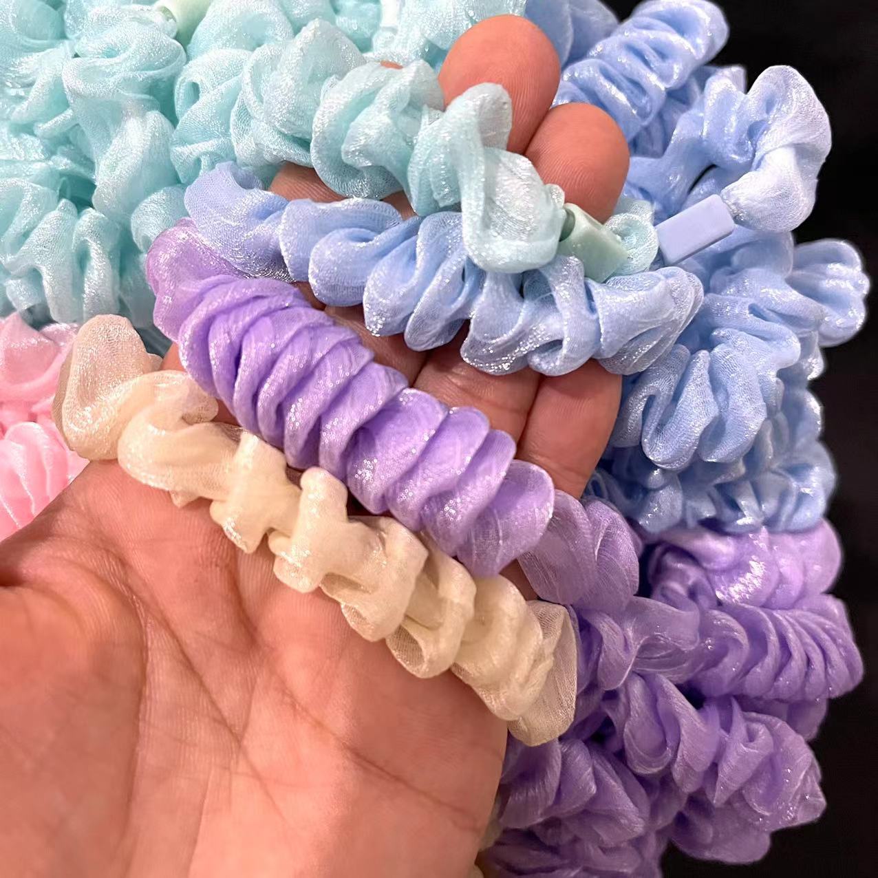 No. 172 Laser Color Middle Hair Band 100/ Bundle Laser color High Elasticity fashionable middle hair band Feminine Charm Bun Hair rope Headwear Durable rubber band women's hair tie Specification image