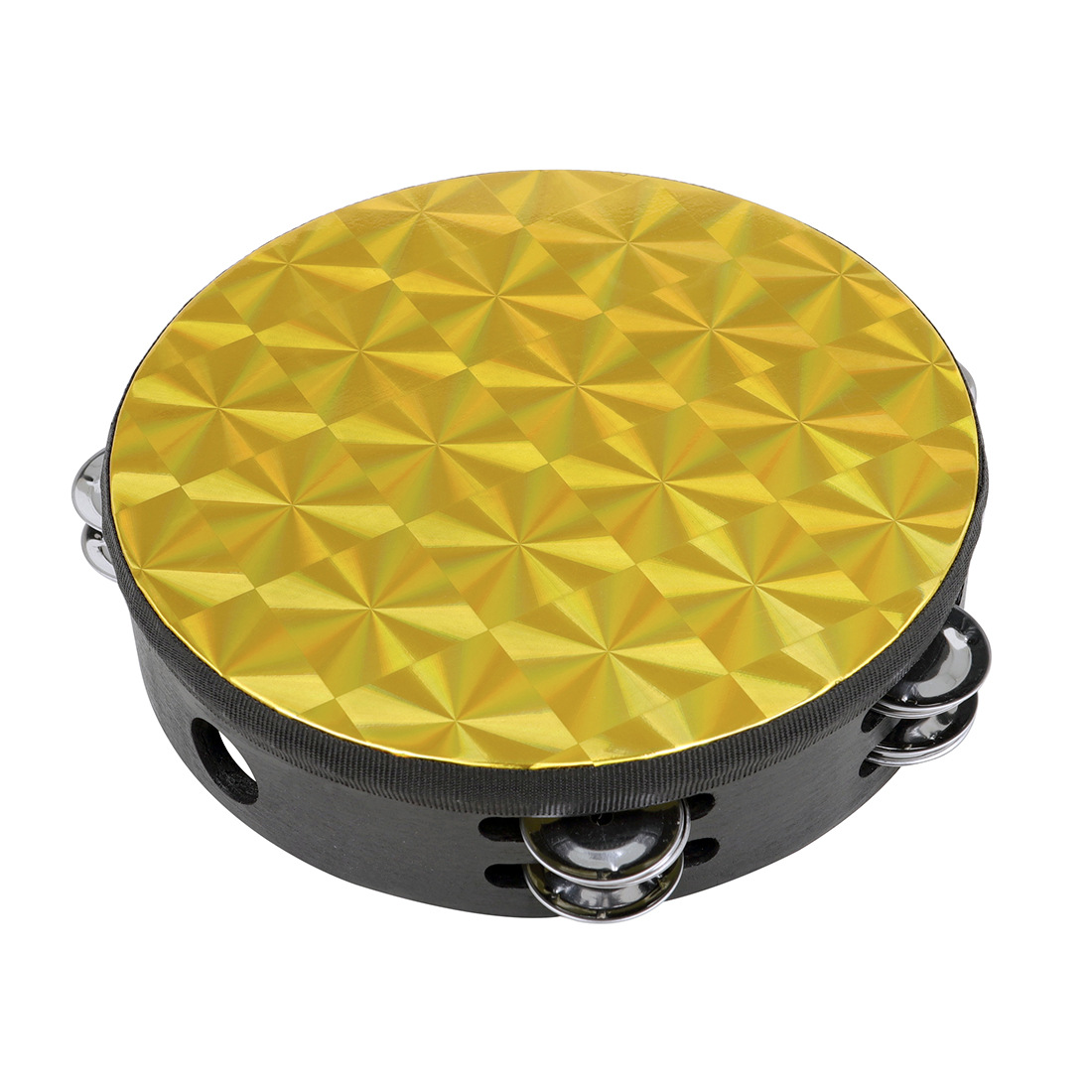 8-inch laser drum instrument, dance props, tambourine, golden hand tambourine, children's performance toys, hand-cranked tambourine, drummer drum Item Picture
