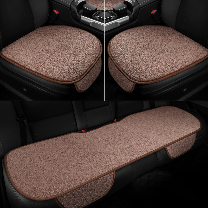 Winter plush car cushion with warm single thickened three-piece seat cushion winter teddy plush car cushion wholesale details Picture