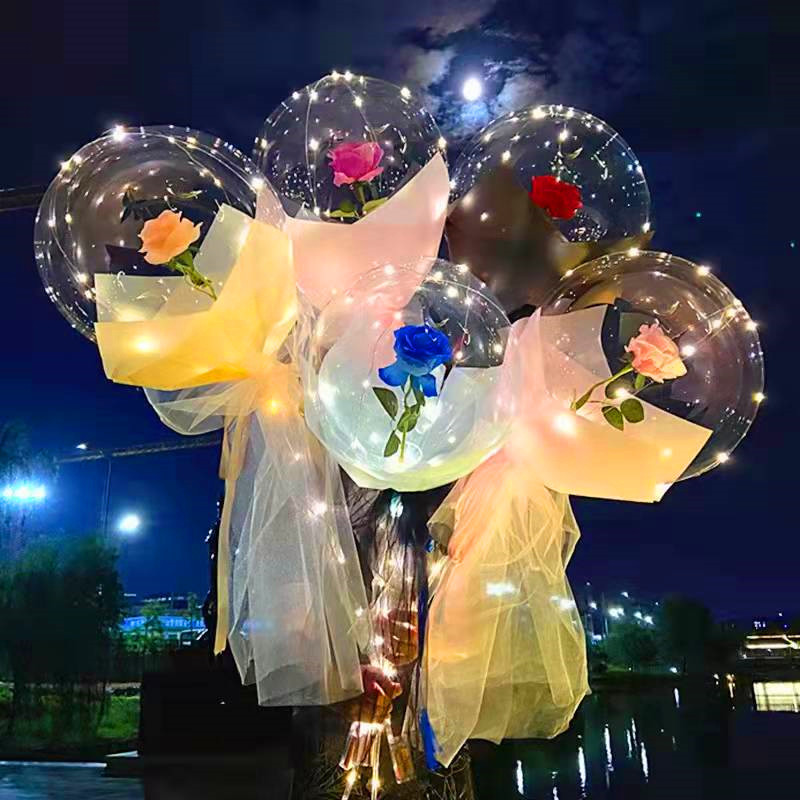 新款发光玫瑰花束地摊夜市发光波波球玩具七夕情人节告白气球批发图