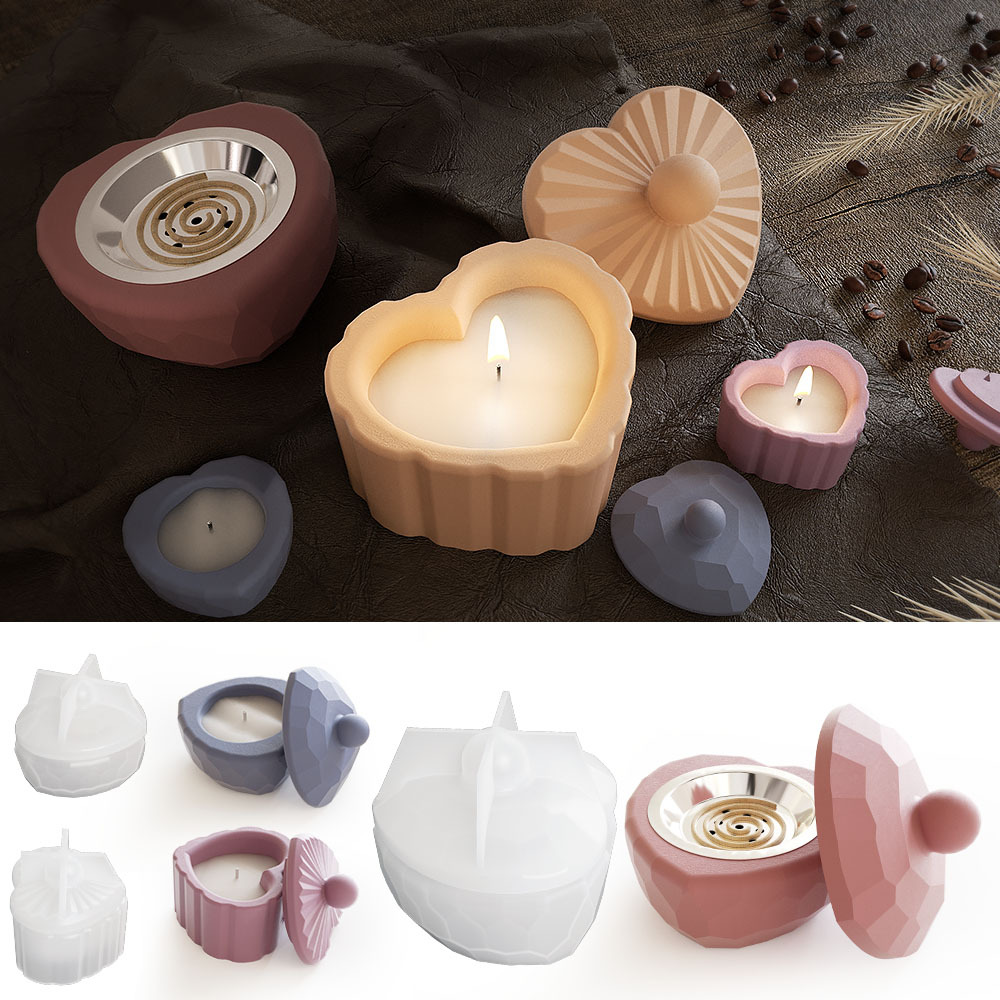 diy crystal resin resin gypsum heart-shaped rhombus candle cup incense burner stand ornament, silicone mold handicraft ornament, handicraft