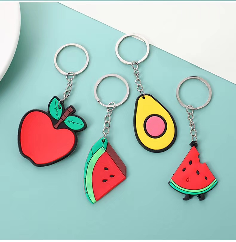 Cross-Border Creative New Key Chain Pvc Cute Fruit Cartoon Style Pendant Key Chain Small Gift Wholesale Application Scenario