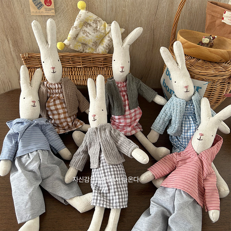 Korean-style cute rabbit three-dimensional cotton-filled dolls, children's figurines, girls' cloth dolls, room decoration toys, birthday gifts