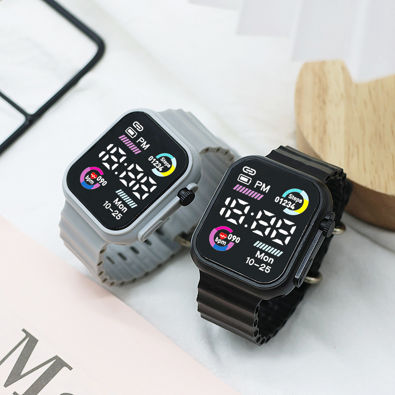 新款时尚潮流情侣ＬＥＤ电子表个性酷炫双色圈海洋带学生运动电子