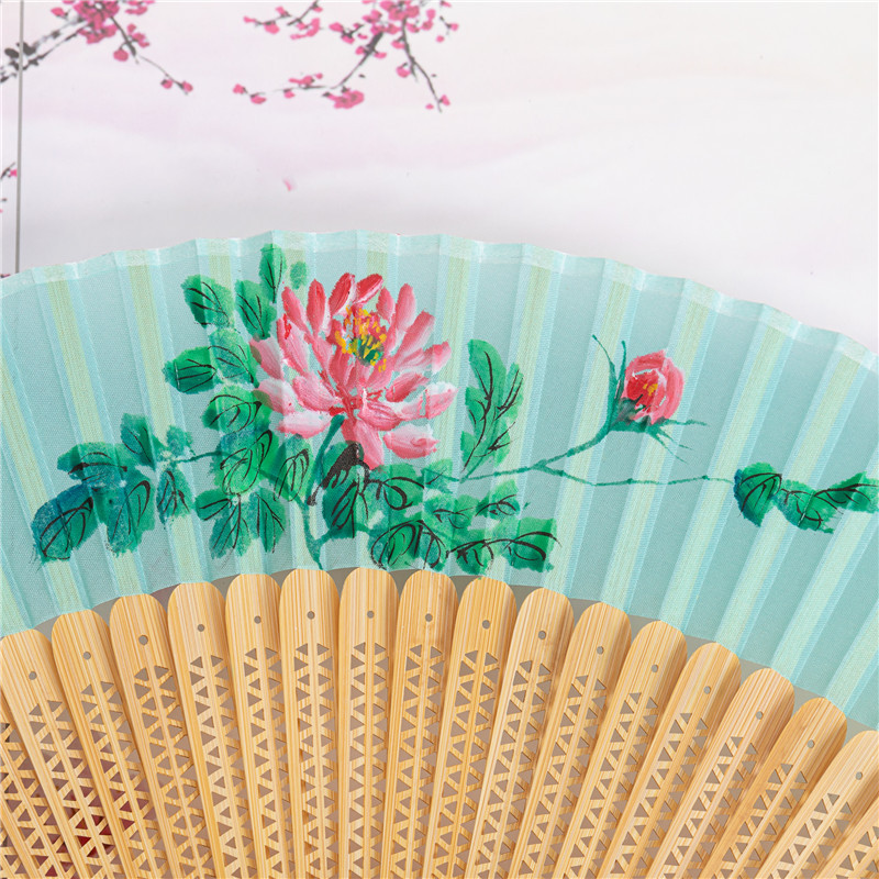 牡丹雪纺扇子/日用折扇/中国风汉服扇细节图