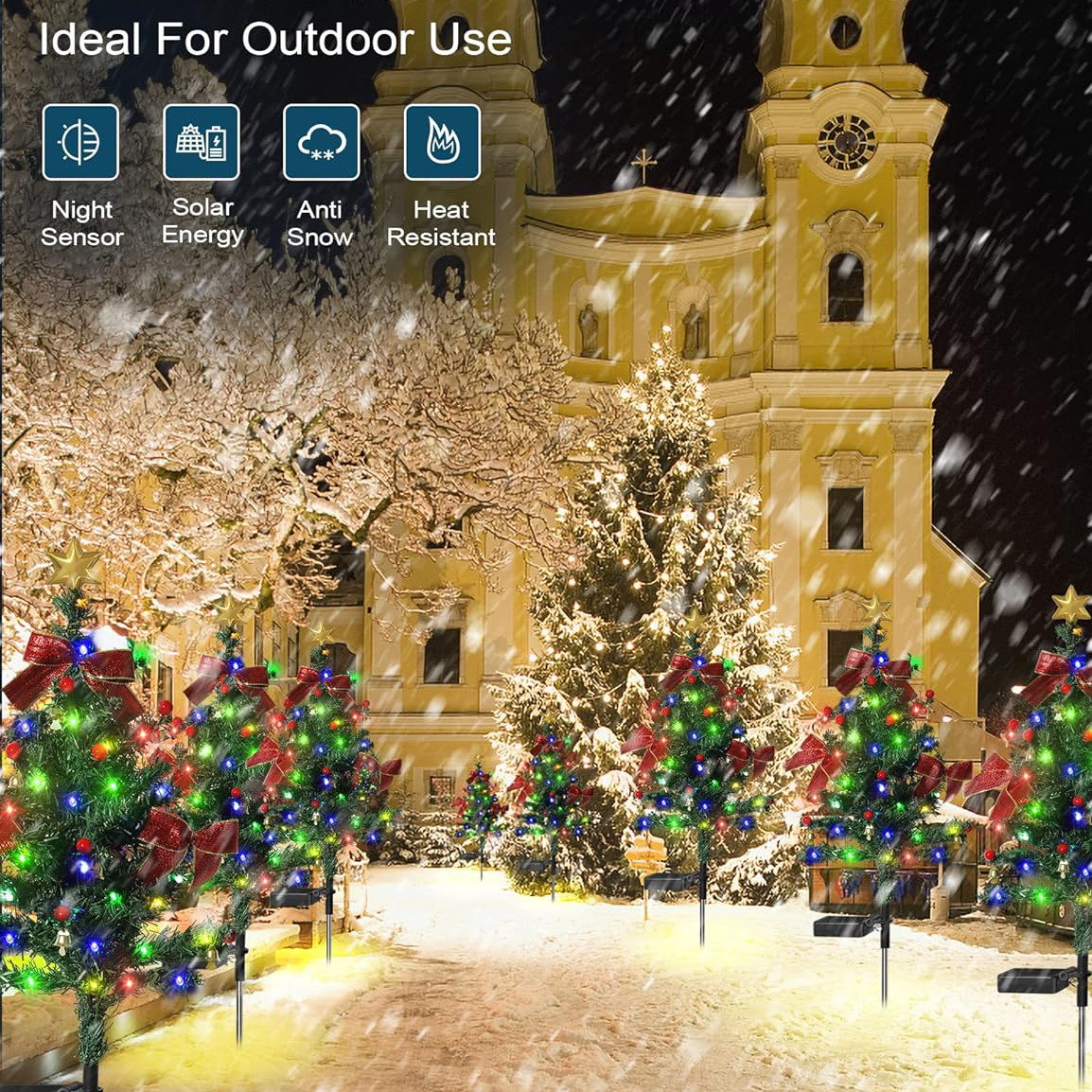 Cross-border Amazon solar Christmas tree lights, outdoor courtyard lawn Christmas decoration landscape LED night lights Application Scenario