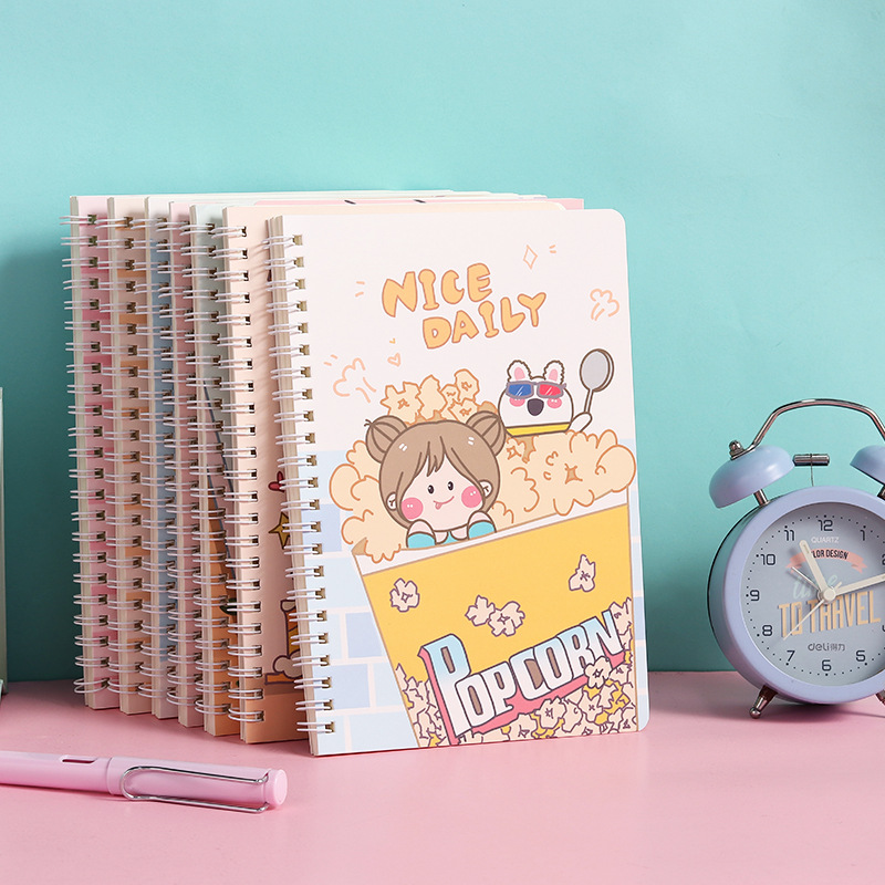 Small Fresh Cute A5 Flip Notebook Student Class Diary Creative Notepad Stationery Wholesale Coil Book