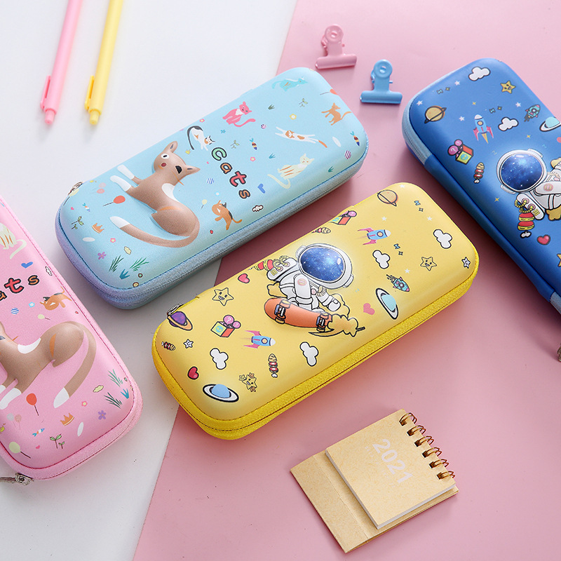 Creative Astronaut Pencil Case Cute Cartoon Eva Material Thickened Drop Resistant Children's Zipper 3D Stereoscopic Pencil Case details Picture