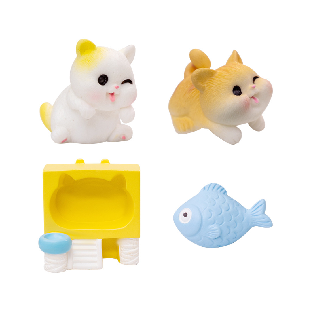 Micro-landscape creative, cute little cat doll, gardening kid house, DIY decorative accessories, desktop small ornaments Item Picture