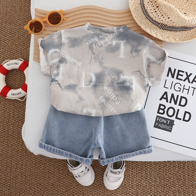 Summer set for Boys 2025 New Style short-sleeved DF English set for 1-5 years old boys, sent by the manufacturer Application Scenario