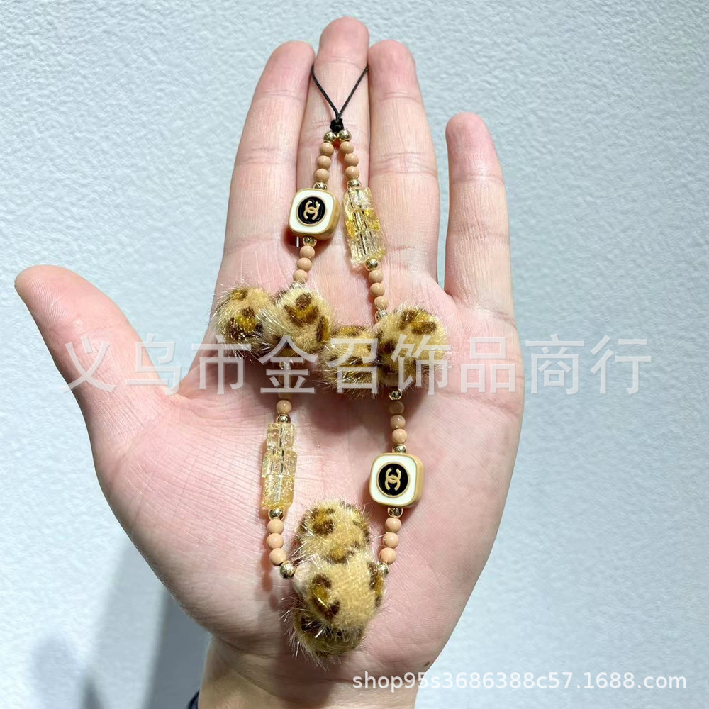 Douyin's new autumn and winter collection of faux mink plush colorful hairball phone pendants, phone chains, bags, keychains, and pendant strings Item Picture