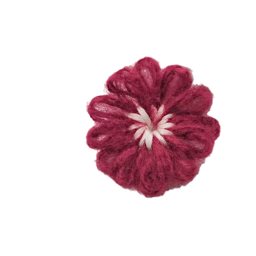 Korean version handmade DIY woolen flower accessories, Mohair hand-hooked woolen flower earrings, hand-hooked flowers Item Picture