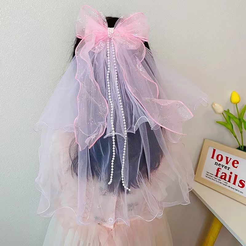 Children's Hairpin Cherry Blossom Hairpin Two-Color New Super Delicate Little Girl Yarn Knot Hairpin Super Cute Children's Hair Accessories Application Scenario