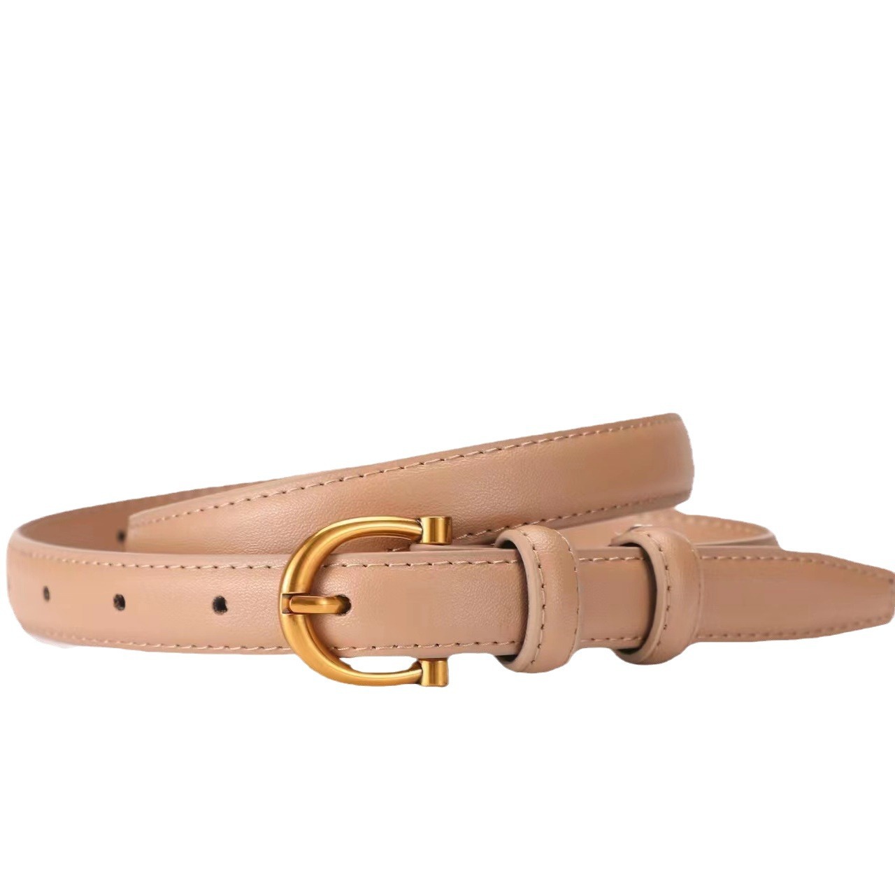 A new type of leather belt for women, a thin waist belt made of cowhide, is versatile and decorated. It is a trendy and fashionable Korean style that pairs well with suit pants for cross-border use Item Picture