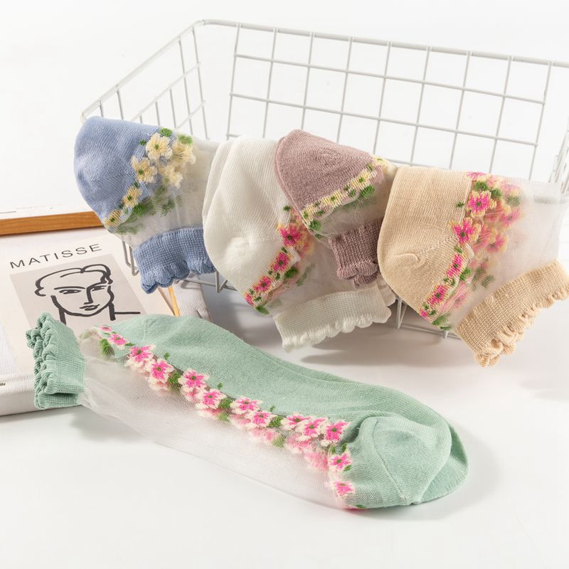 Socks women's socks stockings manufacturers direct sales of a female hair thin card stockings spring and summer glass silk lace crystal ship socks cotton socks breathable sweat absorption socks wholesale Specification drawing