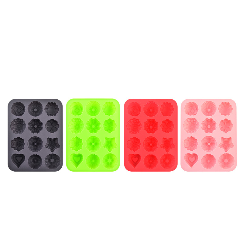 12 Squares Silicone Ice Cream Mold Soap Ice Cream Mold Cake Baking Mold Chocolate Pudding Jelly Mold Item Picture