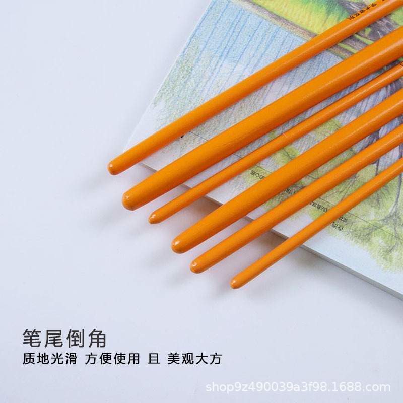 Round-headed wolf-hair oil brush, gouache, acrylic brush, wooden brush, wolf-hair children's brush, single watercolor chalk Application Scenario