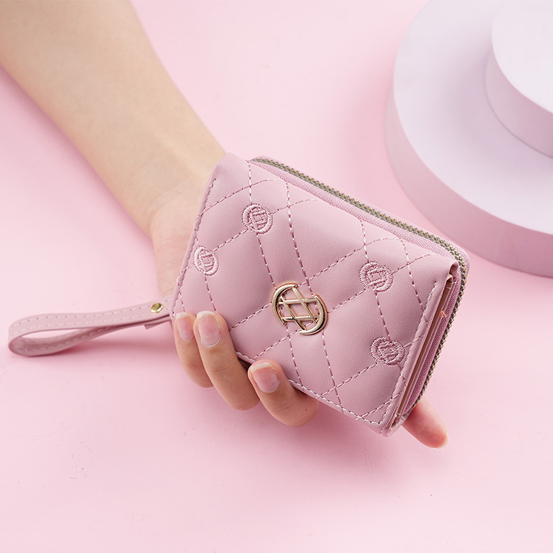 Women's short zipper three-fold embroidered fashionable new multi-slot clutch, women's small pocket coin purse wholesale details Picture