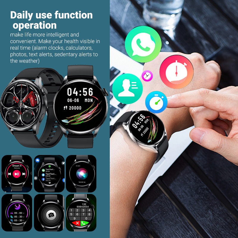 The new cross-border GT56 blood pressure, blood oxygen, health detection, Bluetooth call, game, music, sports and step-counting smartwatch