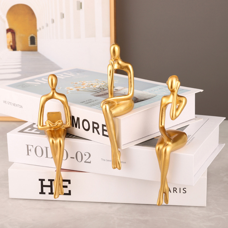 Nordic Sitting Abstract Figure Decoration Home Living Room Bedroom Model Room Decoration Thinker Resin Crafts details Picture