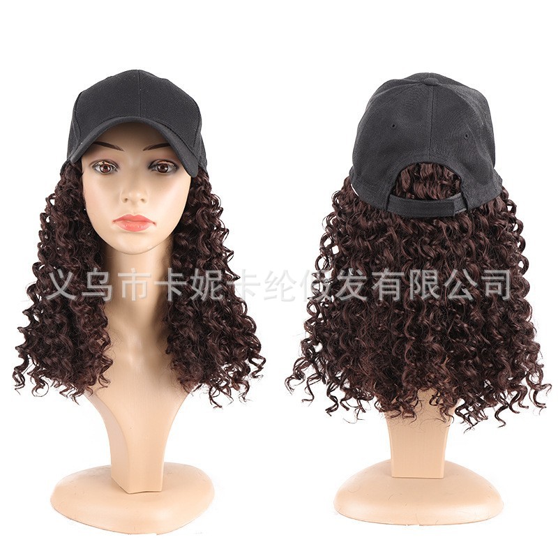 NEWLOOK European and American sales of baseball caps, instant noodles, small curls, screw curls, long curls, wigs and hats in a fashionable one-piece style Item Picture