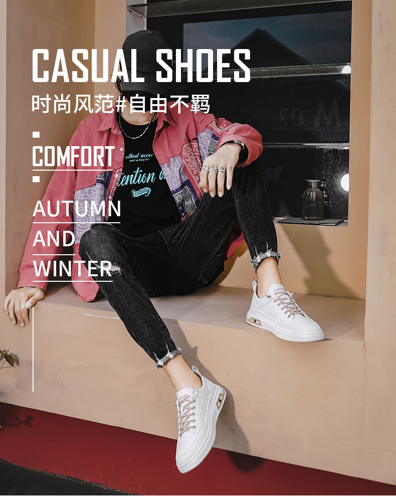 男鞋2025新款春季透气小白鞋韩版潮流百搭一脚蹬运动休闲软底潮鞋详情1