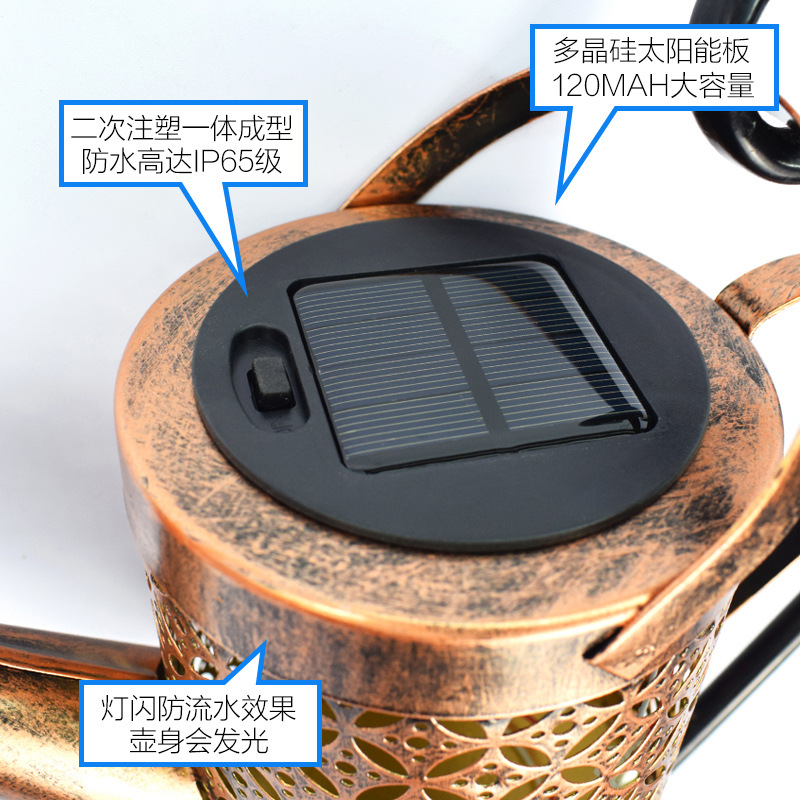 Ironwork hollowed-out projection lamp, solar outdoor waterproof courtyard garden water bottle lamp, lawn landscape ground insert decorative lamp Application Scenario