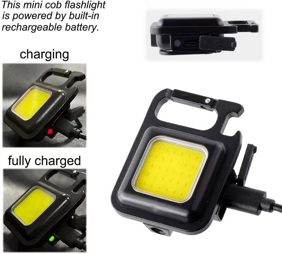 Multi-functional mini keychain light portable folding work light Type-C charging COB high-brightness outdoor emergency light details Picture