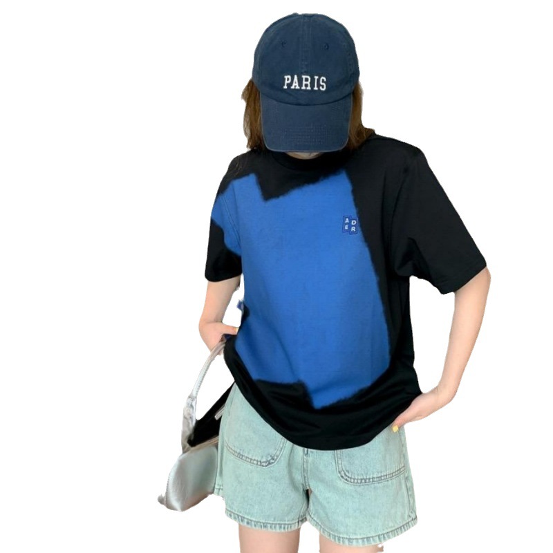 ADER's new summer geometric print round-neck loose short-sleeved Korean trendy brand simple couple T-shirts for both men and women Item Picture