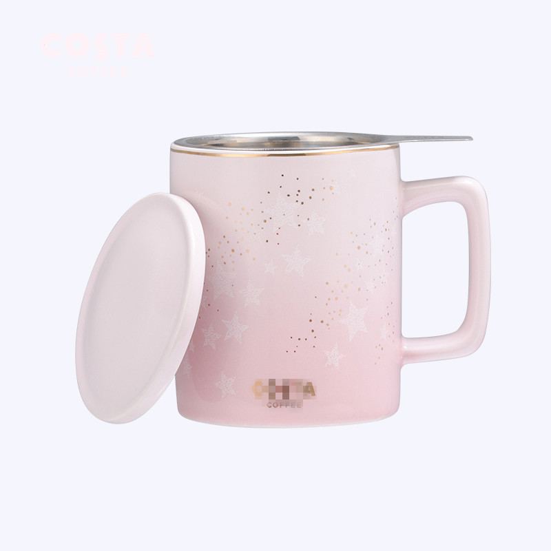 A Replacement Costa Cup Men's And Women's Mug With Lid Scoop Nordic Tea Cup Tea Water Separation Ceramic Cup Coffee Cup Specification drawing