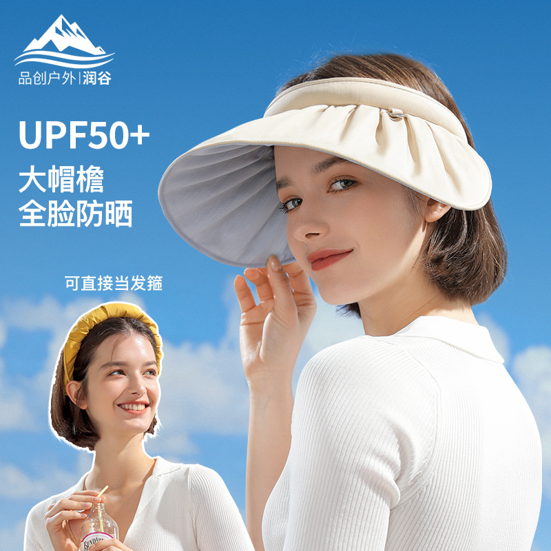 23 Summer new sunblock empty top hat women outdoor beach vacation sunshade sun hat shell hat headband dual use thumbnail