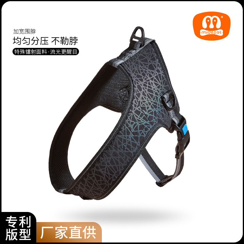 唛迪源头工厂BSCI认证专利款夜间反光可做客户LOGO外出遛狗宠物胸背带宠物用品泰迪胸背带猫胸背带