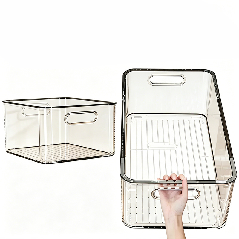 Cabinet storage box, organizing sundries, transparent snack storage basket, desktop transparent acrylic rectangular storage box Item Picture