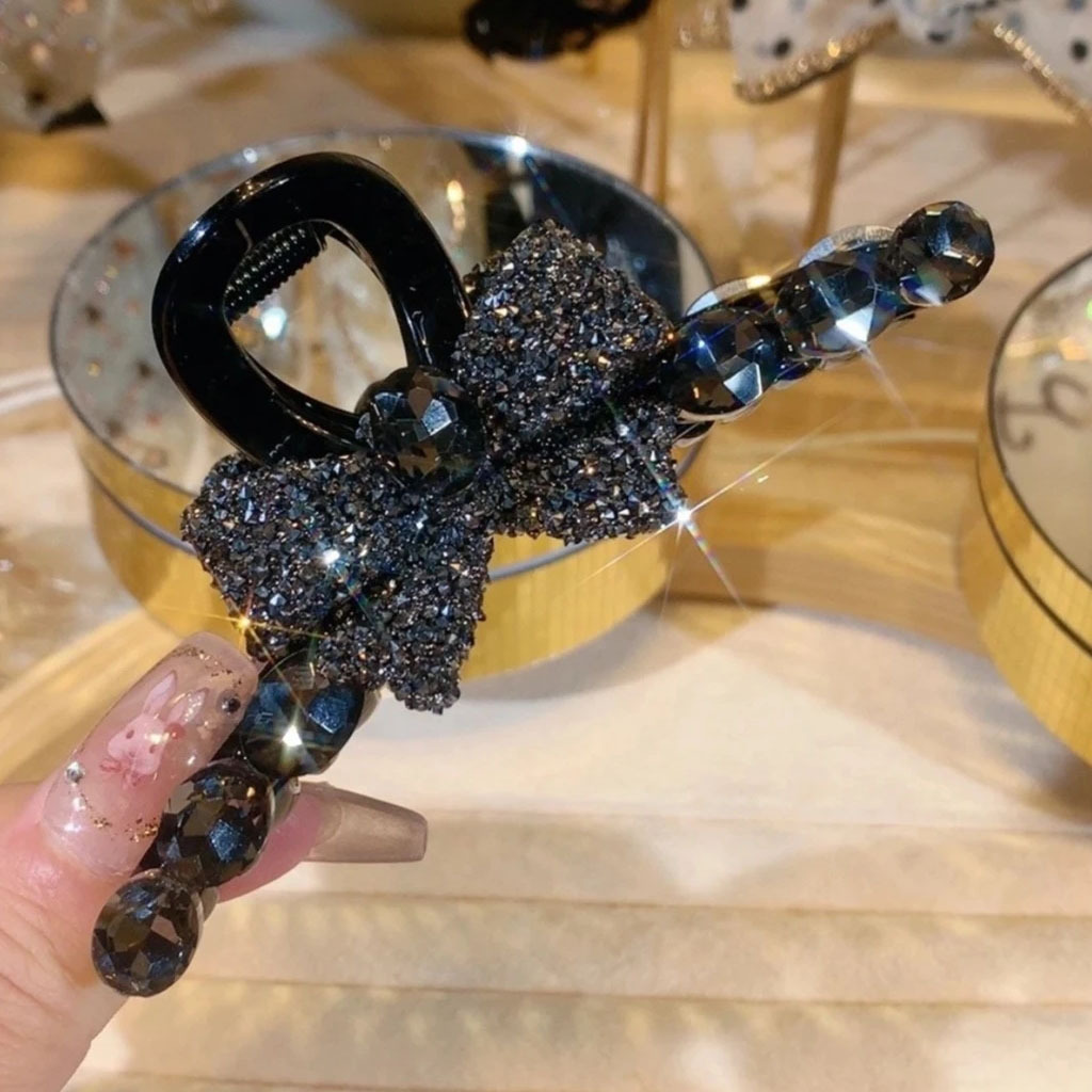 Full diamond bow tie, large claw clip, black half-tied shark clip, half-tied bow clip, ponytail large clip hair accessory