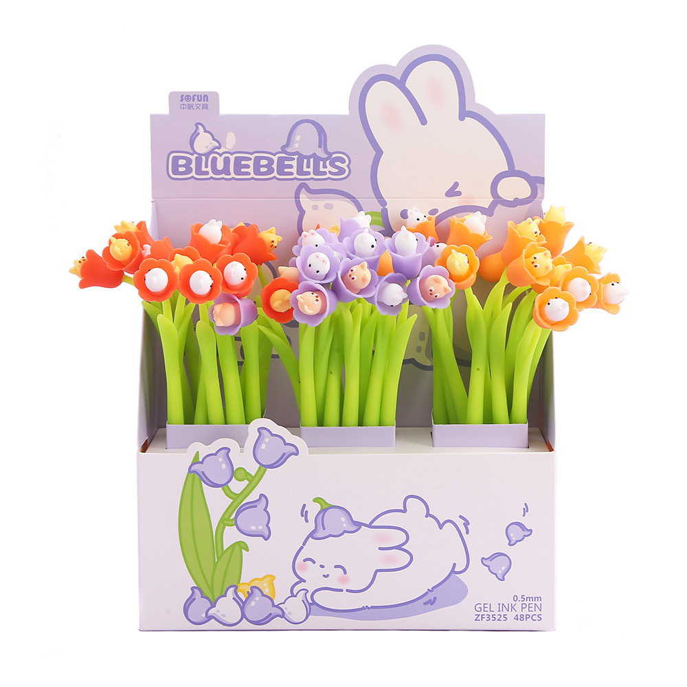 Zhongfan Cartoon Silicone Pen, cute stationery pen, rabbit Flower pen, student neutral silicone, factory direct sales Item Picture