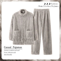 Lamb cashmere pyjamas for women Autumn Winter Korean fashion women's thick warm flannel can be worn outside women's loungewear