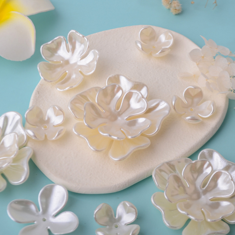仿贝壳花塑料玫瑰花树脂花朵仿珍珠花片diy手工材料饰品制作材料图