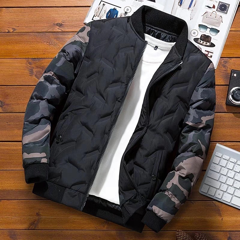 New thickened and trendy cross-border cotton-padded jacket for men in winter Korean style with baseball collar down details Picture