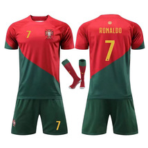童装足球服葡萄牙主客场球衣7号C罗成人儿童足球服套装加袜