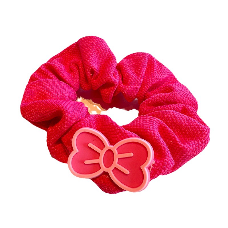 Large Korean plush large intestine hair band, bow hair accessory, letter princess hair tie, rose red whitening girl headwear Item Picture