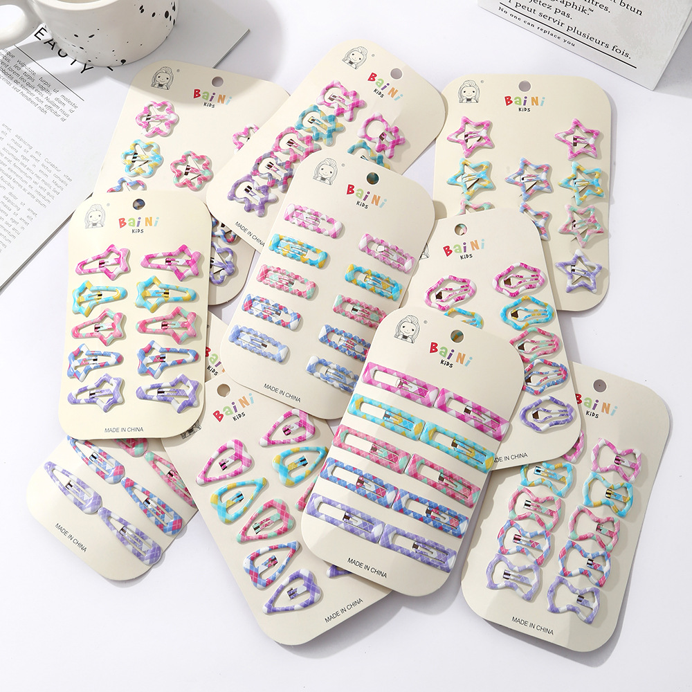 新款韩版儿童彩色BB夹可爱格子迷你发夹刘海碎发侧边夹后脑勺发夹