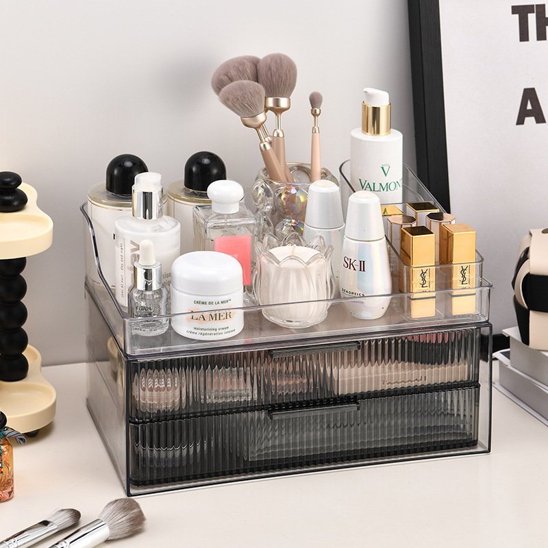 Cosmetics Storage Box Dustproof Large Capacity With Drawer Dresser Acrylic Box Desktop Skin Care Shelf Application Scenario