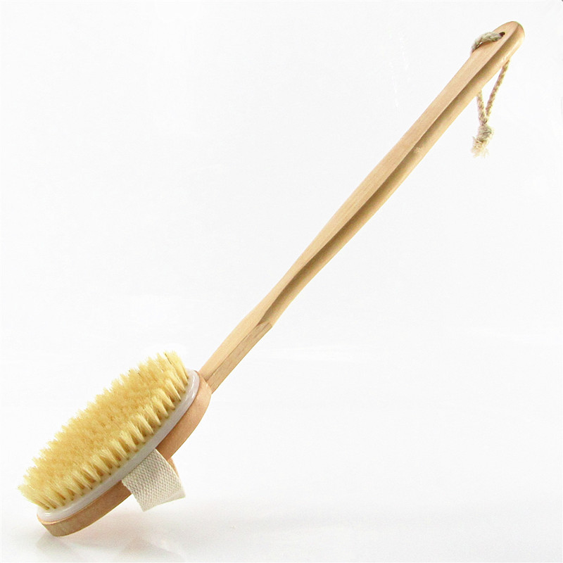 Wooden Handle Bath Brush Bath Bristle Brush Long Handle Wooden Back Scrub Towel Removable Soft Bristle Massage Bath Brush Item Picture