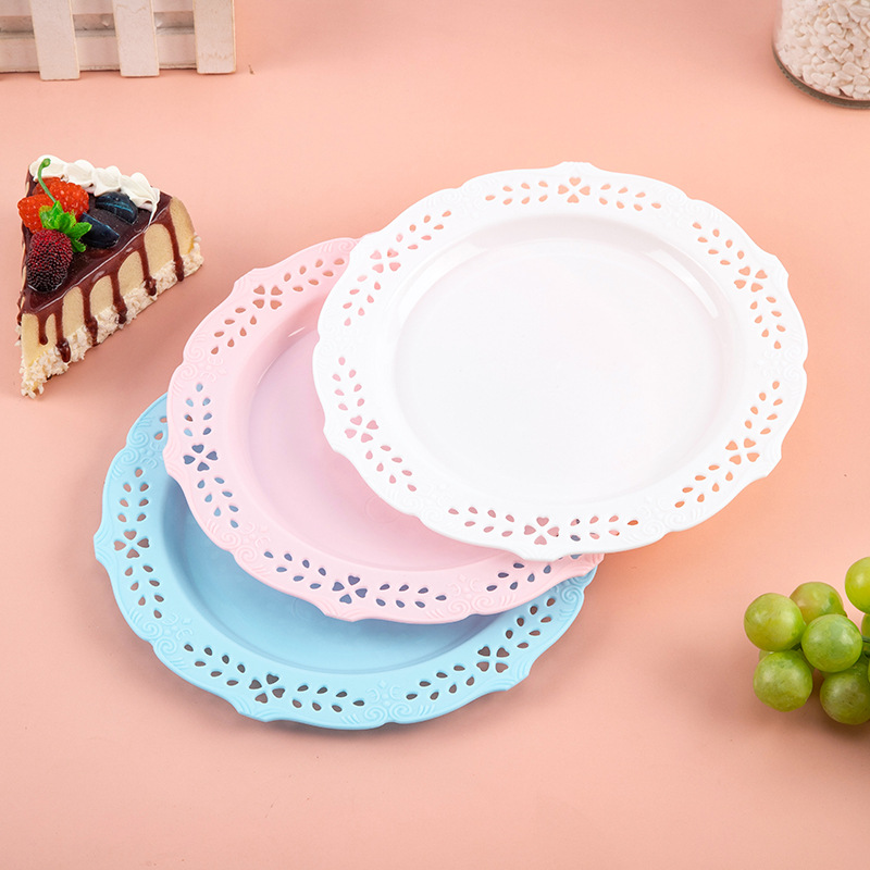 Manufacturers Wholesale Round Plastic Plate Home Cake Bread Dessert Display Plate Fruit Multicolor Desktop Storage Tray Application Scenario