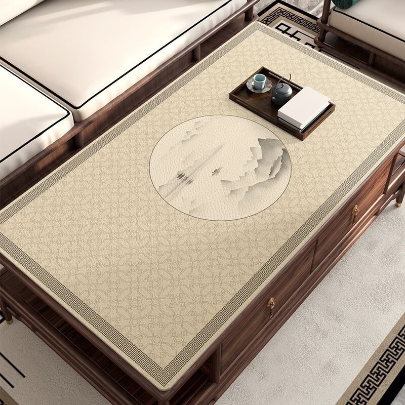 New Chinese-style coffee table mat, no-wash table mat, waterproof, oil-proof and heat-resistant, living room tablecloth, light luxury and high-end solid wood table mat Application Scenario
