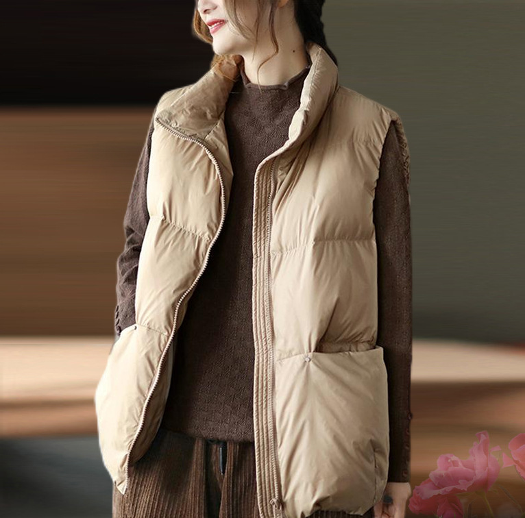 Down vest for women, high-end women's short coat, women's down vest, women's sleeveless light down jacket, women's flat lake Specification image