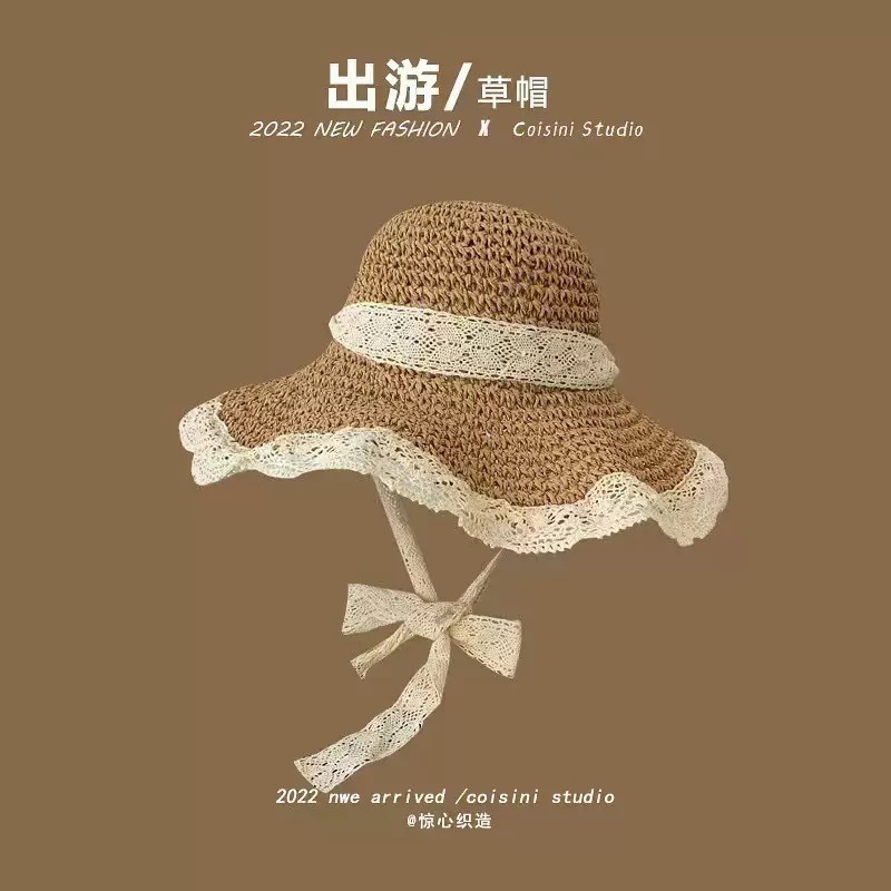 Brand [Sondona] Cross-border wholesale of sun hats and straw hats, lace lace beach hats, straw hats, women's summer rolled-up edges, seaside hollowed-out Lafite sun hats, large brims Application Scenario