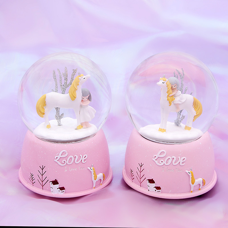 65 Small Luminous Crystal Ball Cute Cartoon Figure Night Light Home Tabletop Decoration Couple Birthday Gift Application Scenario