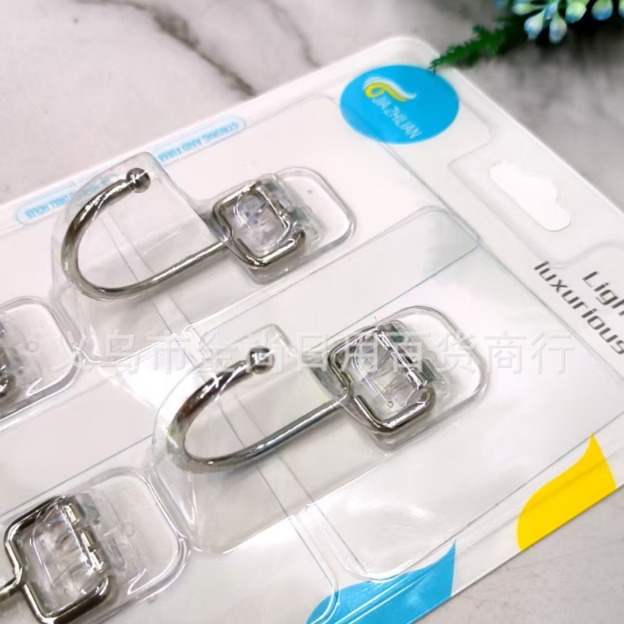 New one-card 3 large adhesive hooks, seamless hanging hooks, coat hooks, transparent hooks, no need for drilling, load-bearing adhesive hooks Specification drawing