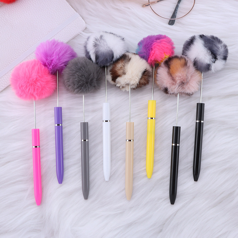 Diy Plush Plastic Beaded Pen Cute Girly Heart Hairball Ball Pen Furry Gift Pen Beaded Ball Pen Specification drawing